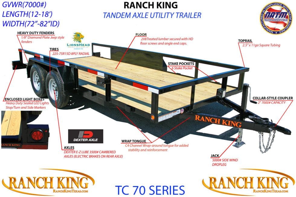 Ranch King Gooseneck Trailer Tandem Axle Utility TC 70 Series