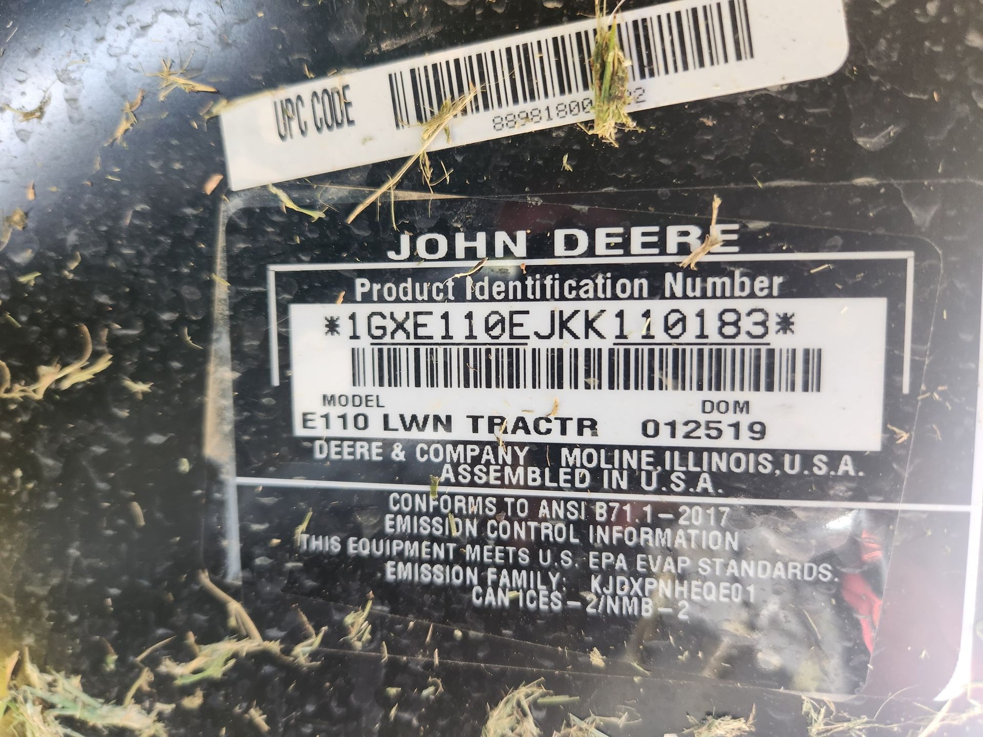 2019 John Deere E110