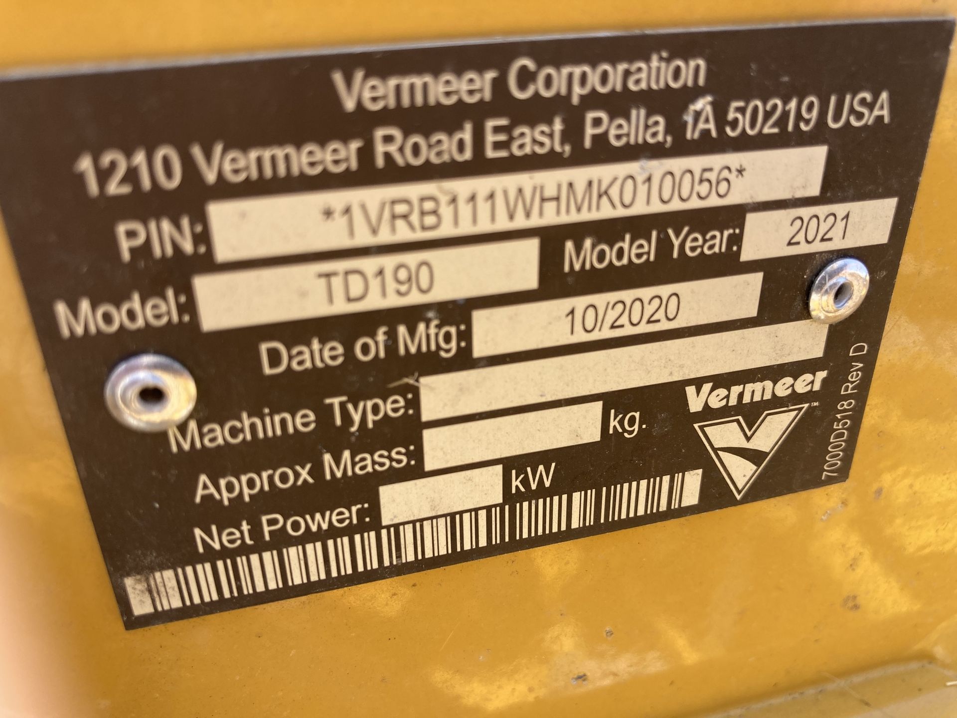 2021 Vermeer TD190